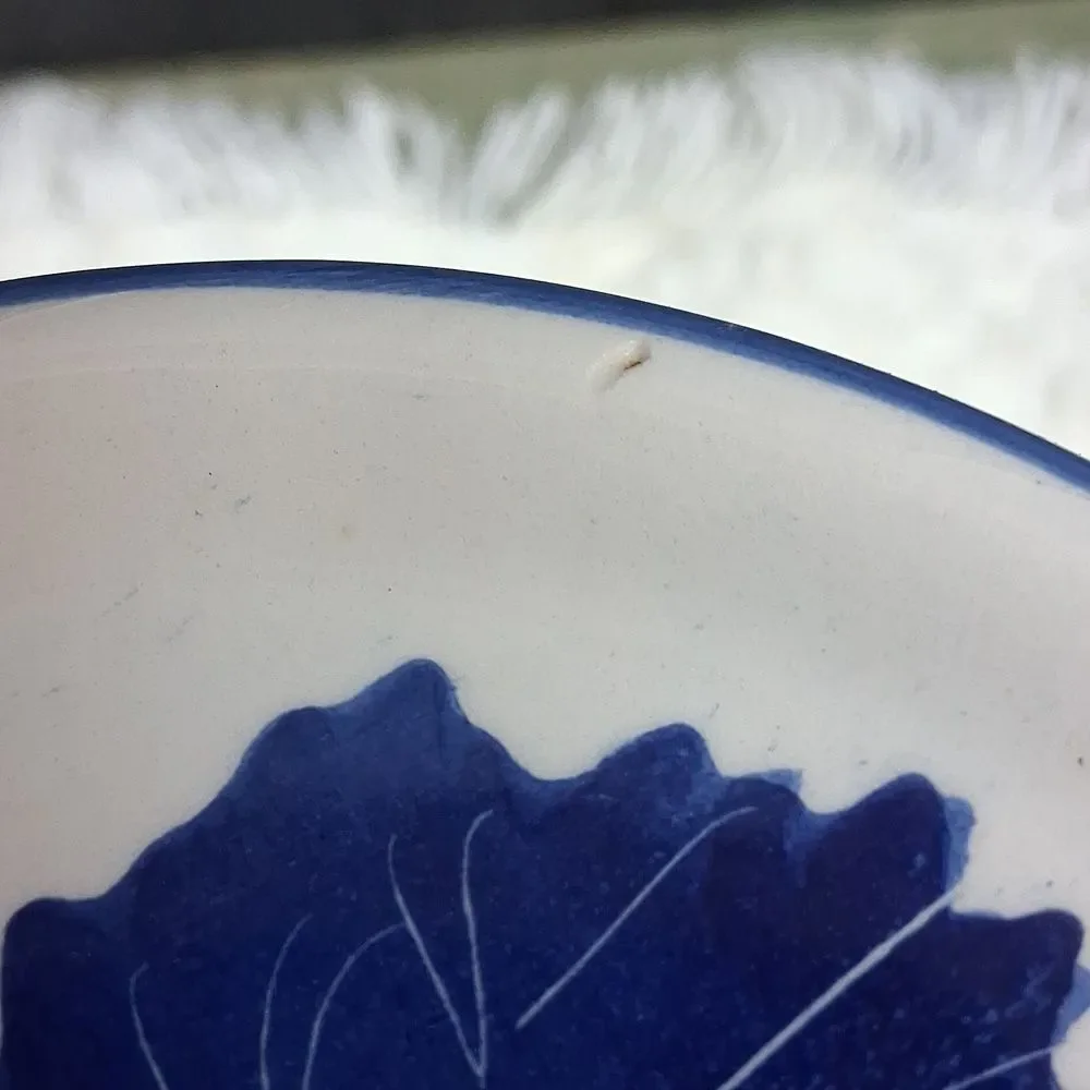 Vtg. Ceramic Canister‎ Featuring Blue Grapevinepattern